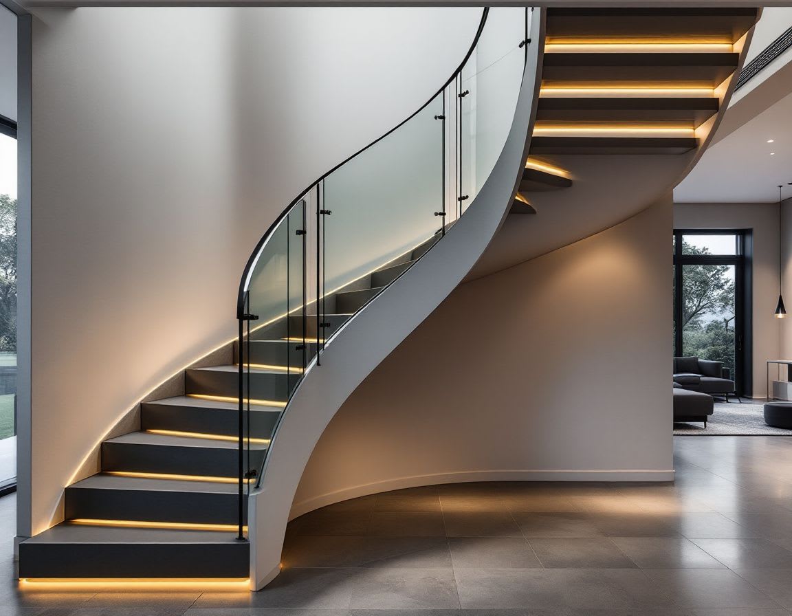 Elegant curved precast concrete stairs