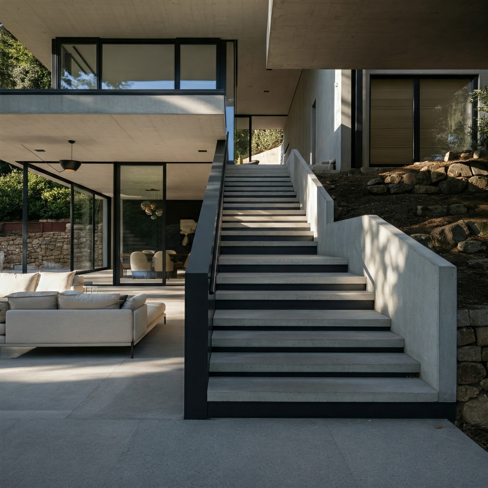 Outdoor precast concrete stairs